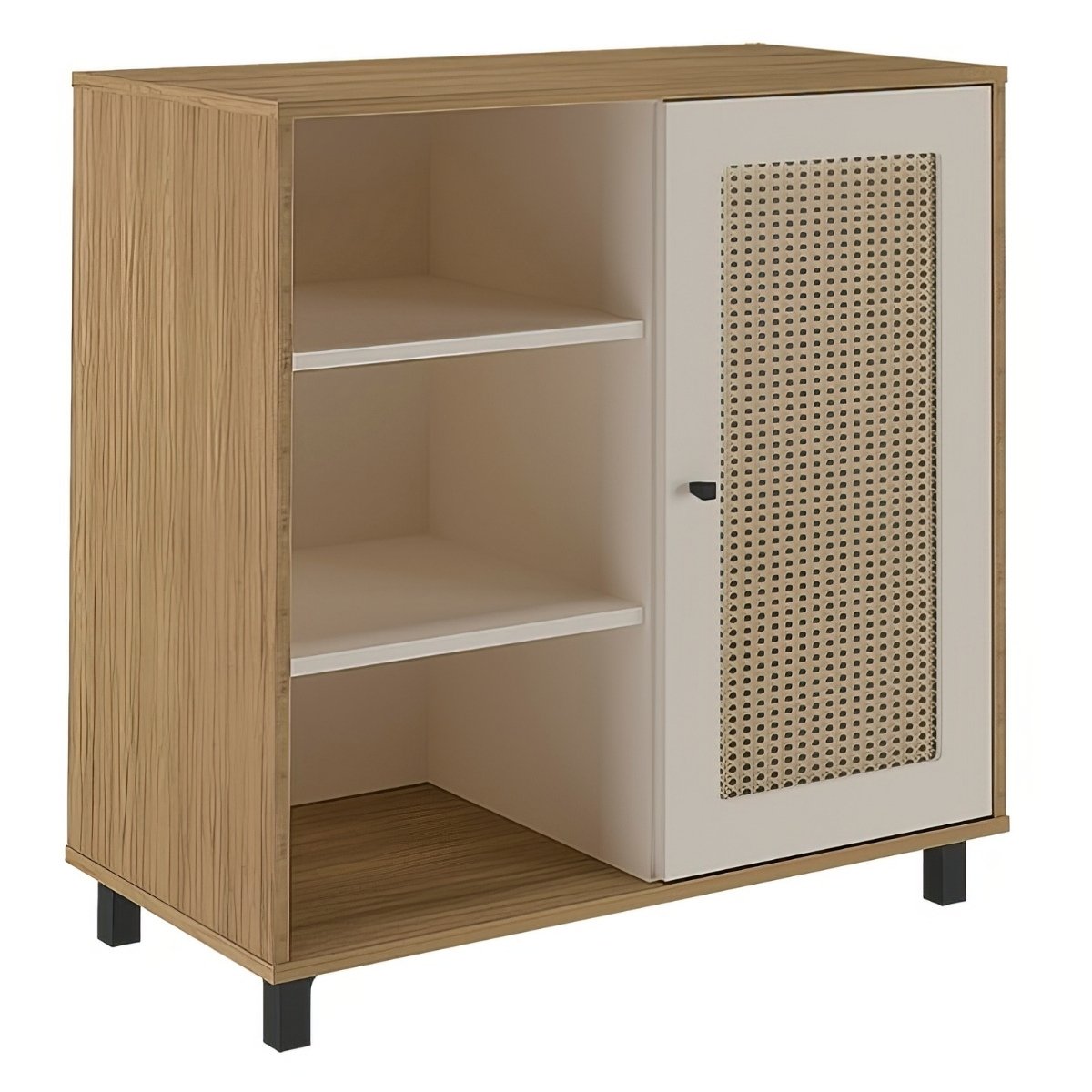 Aparador Buffet Charlotte 1 Porta Carvalho / Off White / Palha