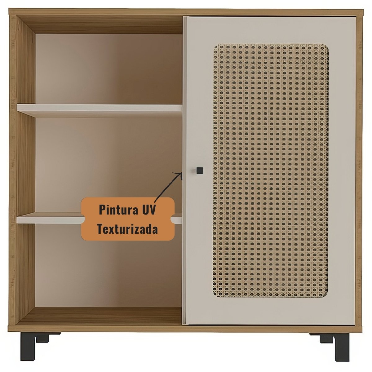 Aparador Buffet Charlotte 1 Porta Carvalho / Off White / Palha
