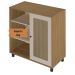 Aparador Buffet Charlotte 1 Porta Carvalho / Off White / Palha