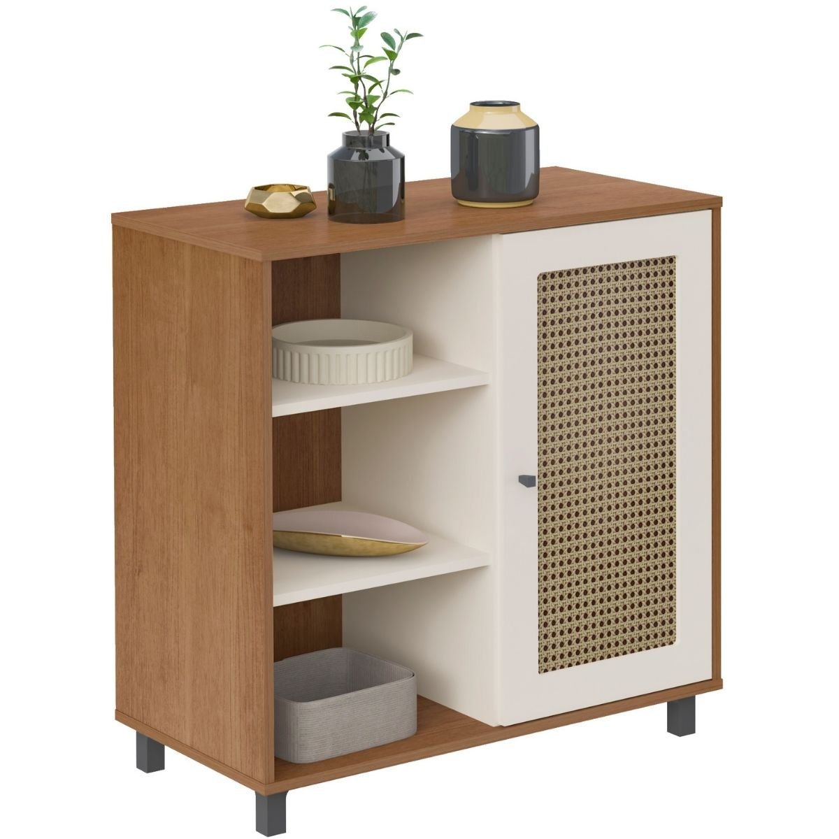 Aparador Buffet Charlotte 1 Porta Cinamomo/Off White
