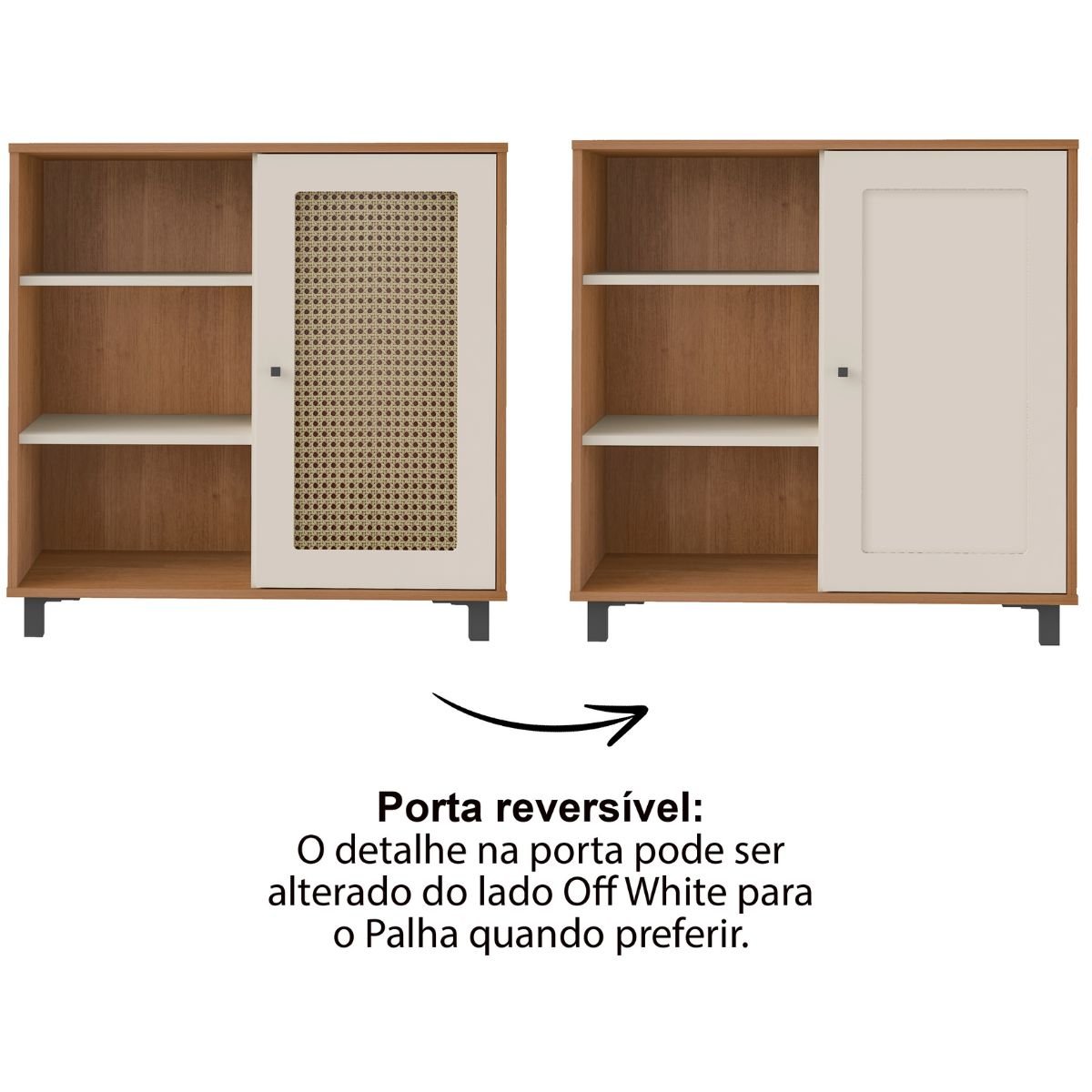 Aparador Buffet Charlotte 1 Porta Cinamomo/Off White