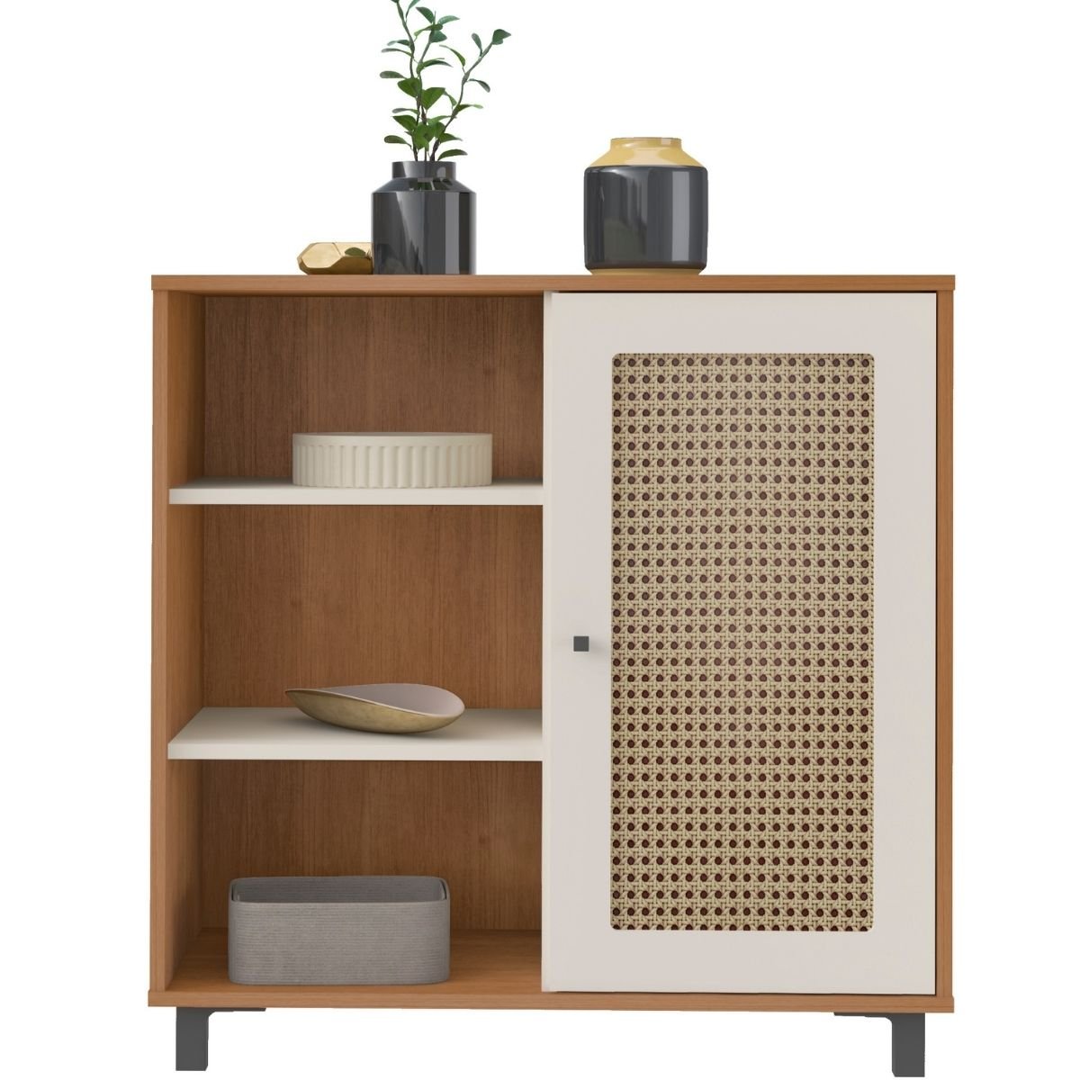 Aparador Buffet Charlotte 1 Porta Cinamomo/Off White