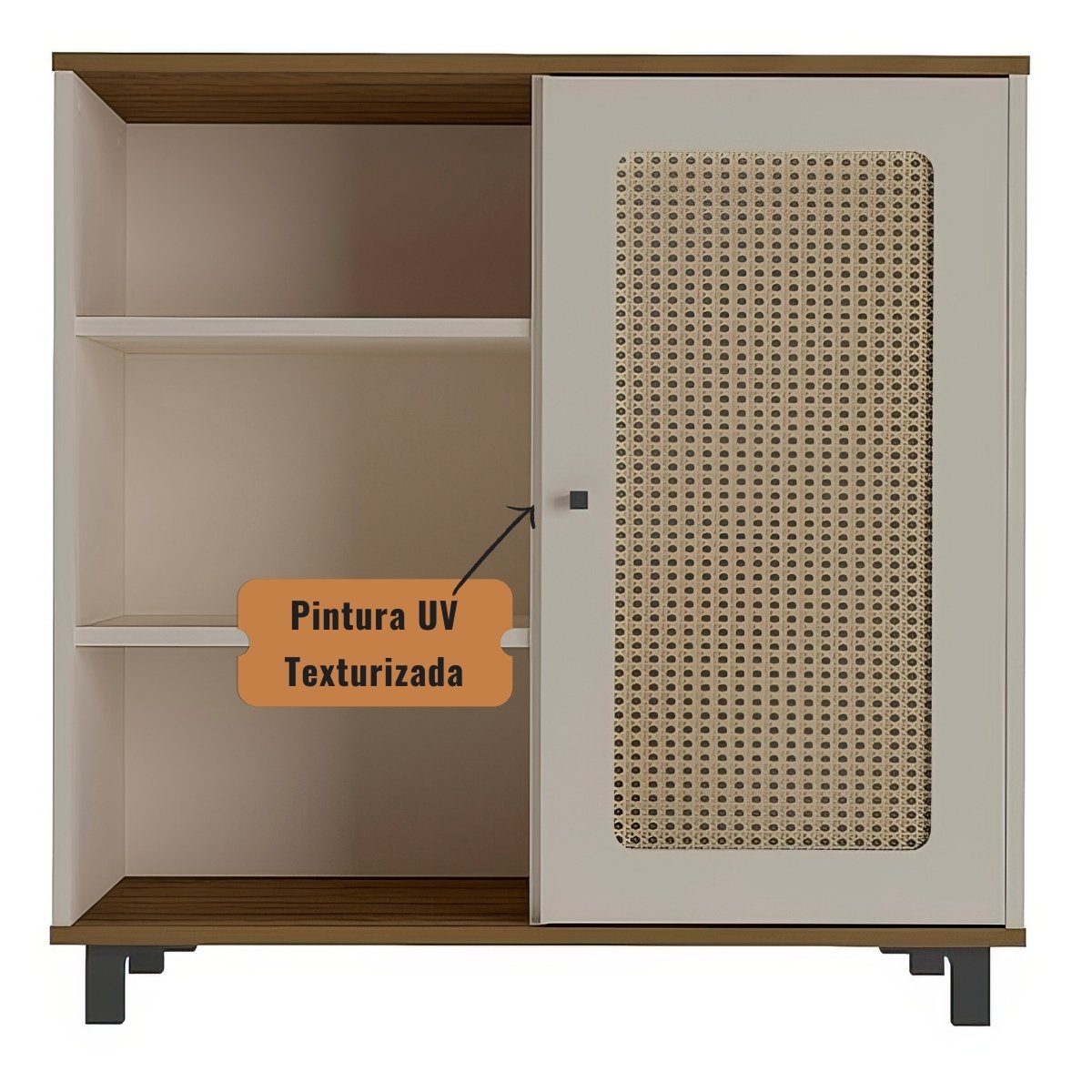 Aparador Buffet Charlotte 1 Porta Pinho / Off White / Palha
