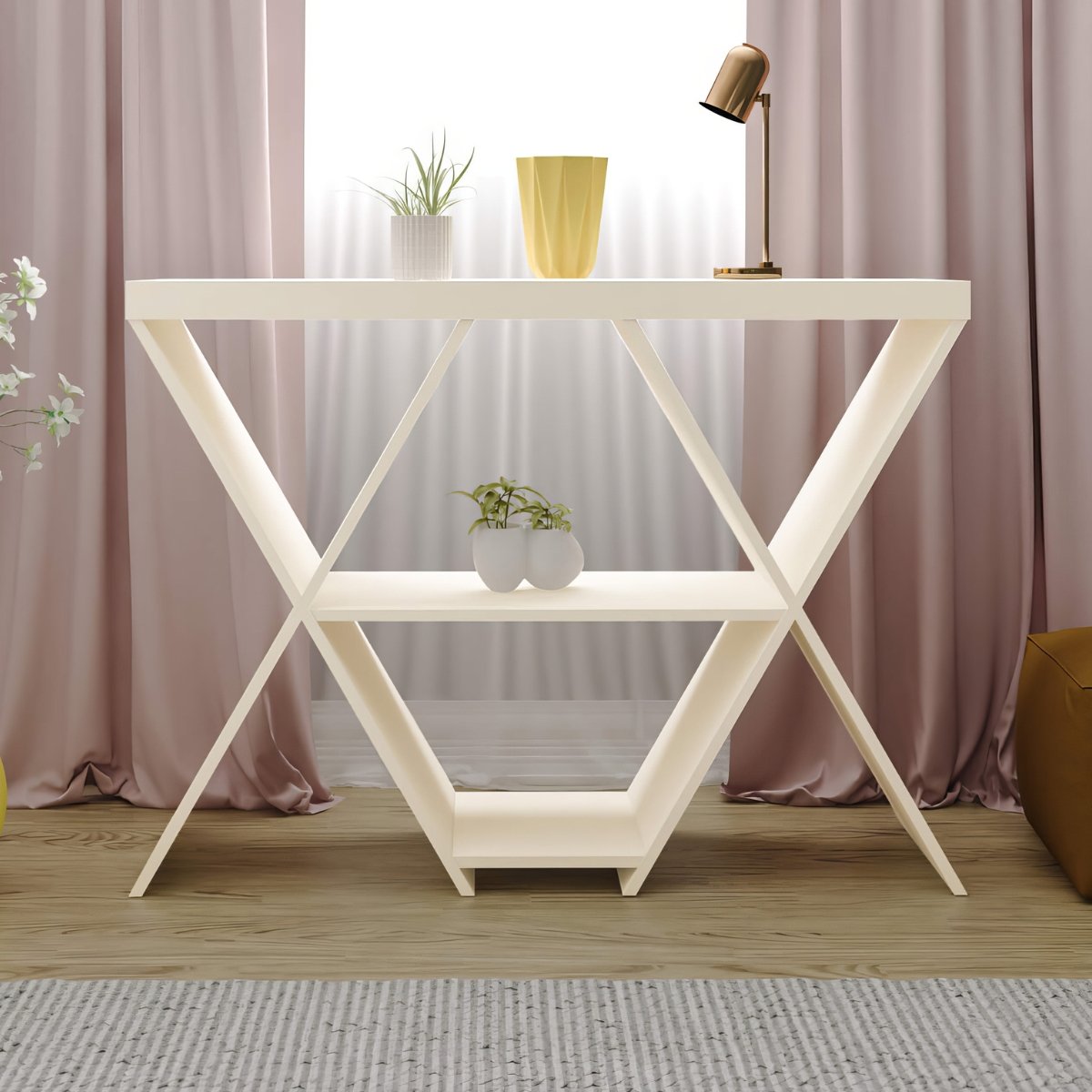 Aparador Decorativo Estrela Com Nichos Off White