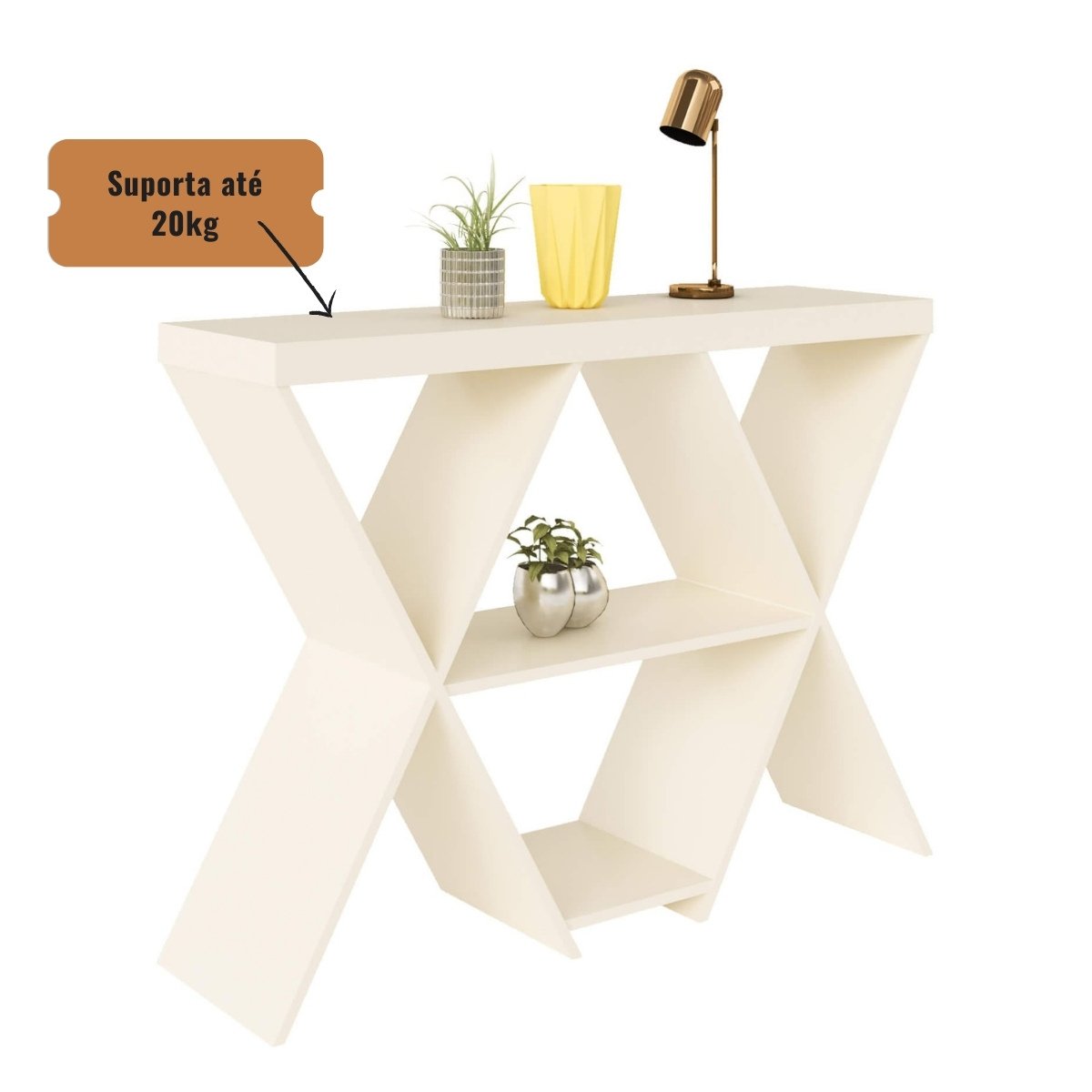 Aparador Decorativo Estrela Com Nichos Off White