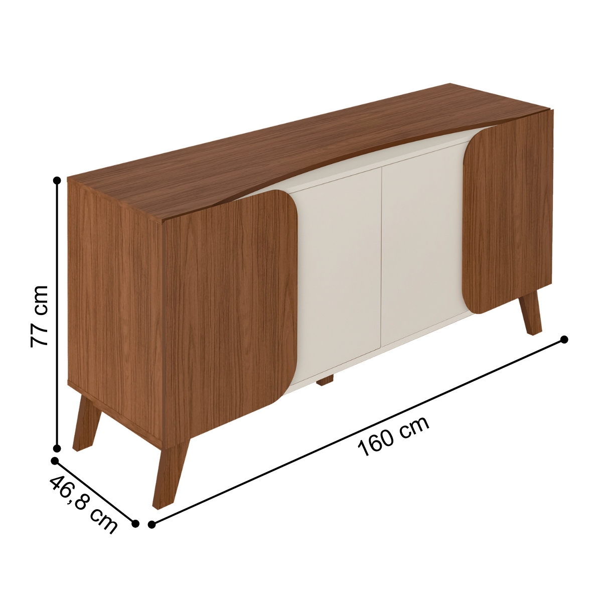 Buffet 4 Portas e 2 Prateleiras Pisa Off White Cedro