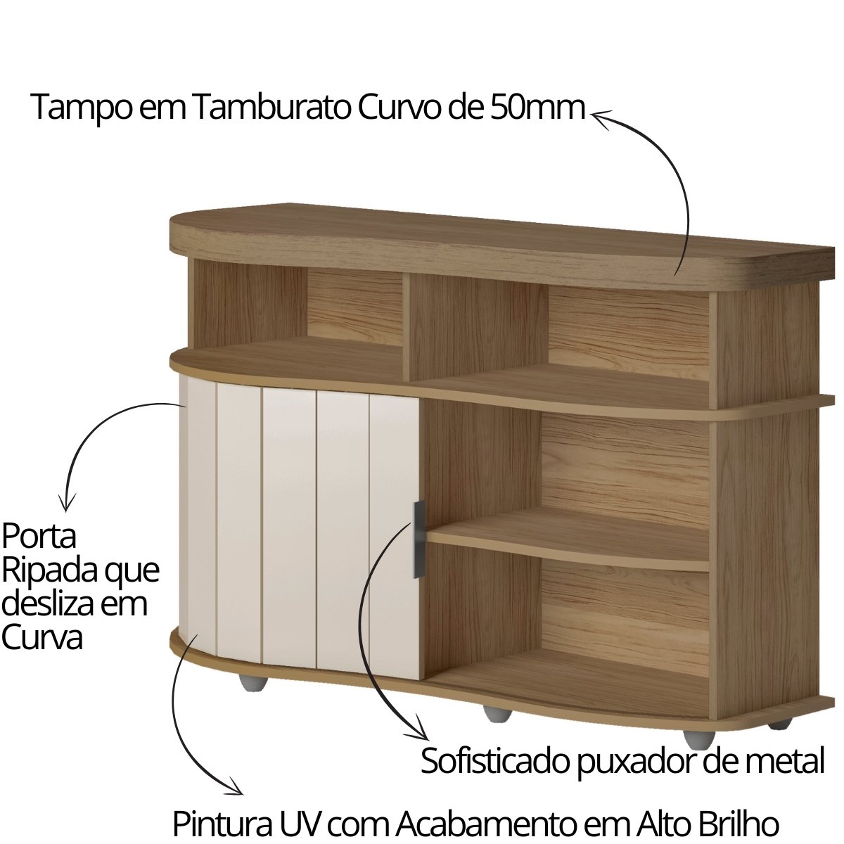 Buffet Aparador Magnum Carvalho / Off White / Menta