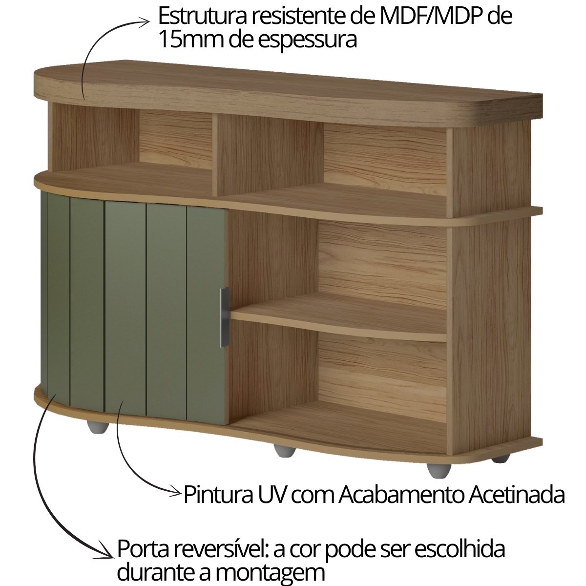 Buffet Aparador Magnum Carvalho / Off White / Menta