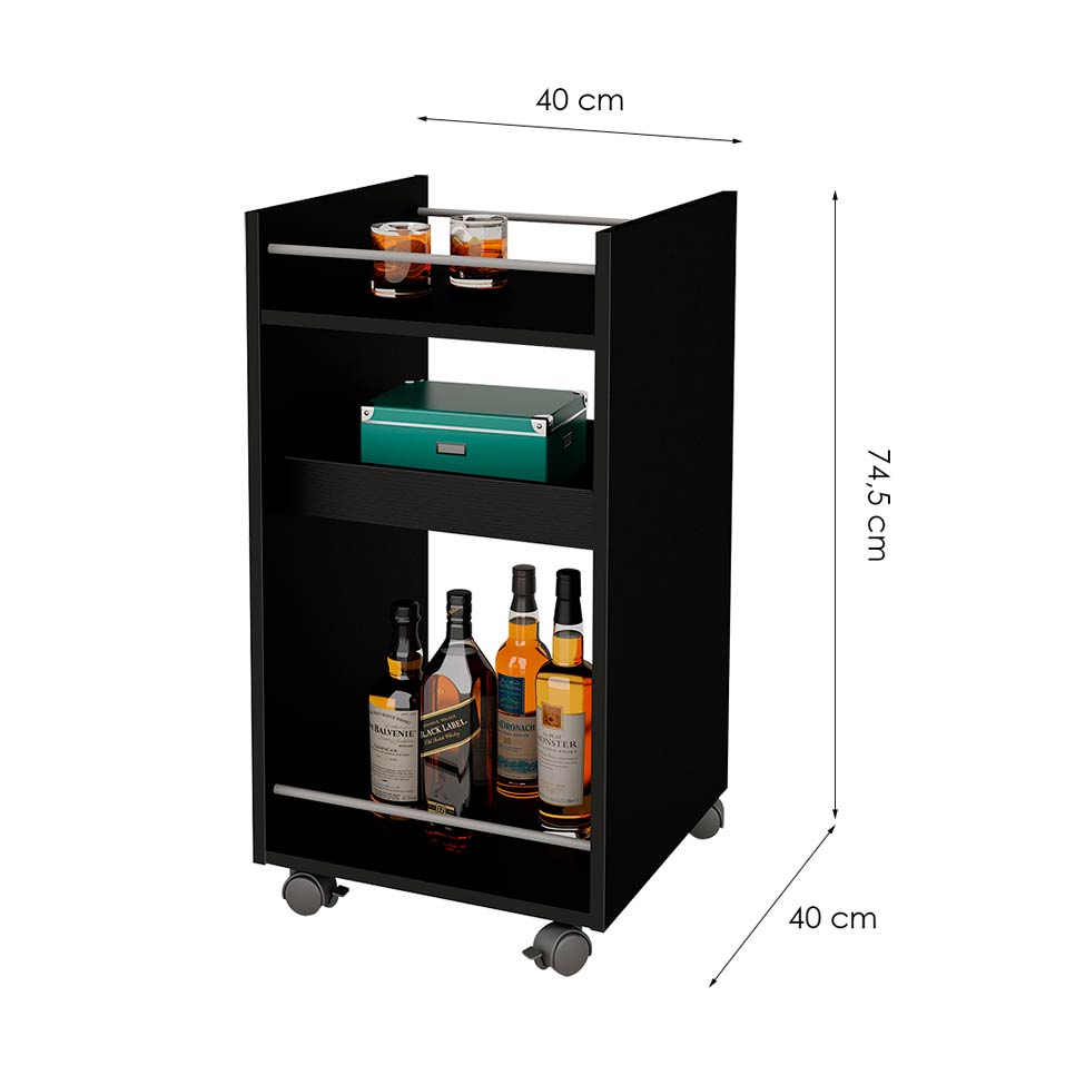 Carrinho Bar Brito Preto Artely