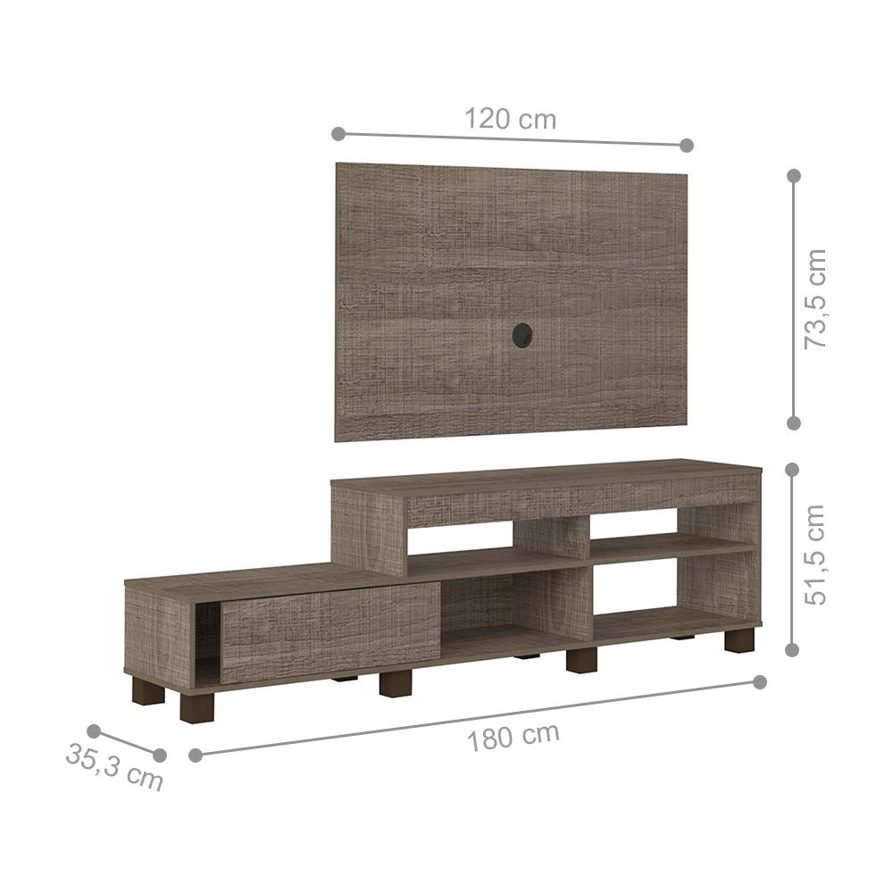 Conjunto Rack com Painel e Mesa de Centro Mildura Canela