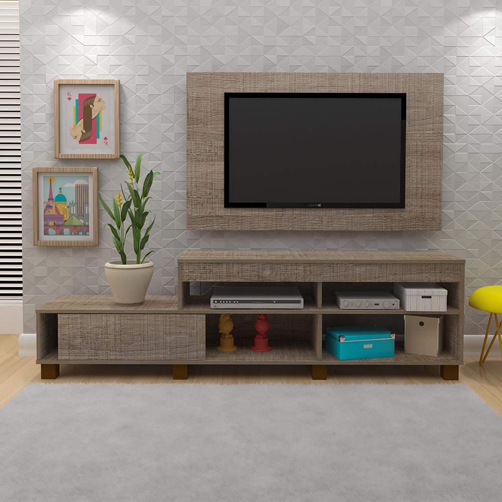Conjunto Rack com Painel e Mesa de Centro Mildura Canela