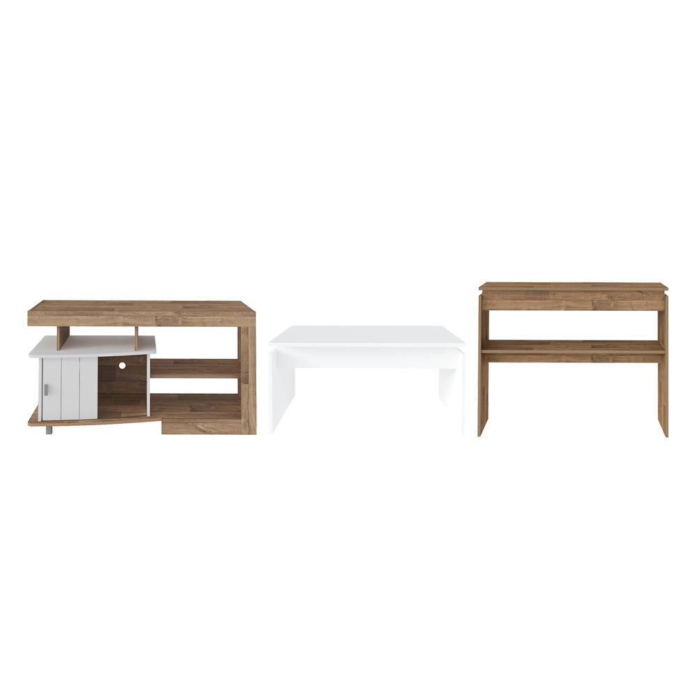 Conjunto Sala de Estar Completa Acra Rustico Branco