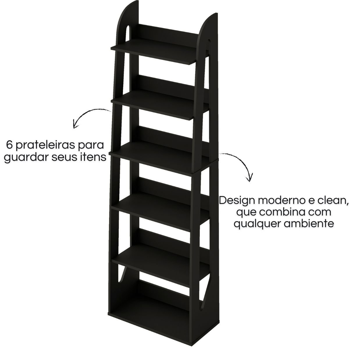 Estante Artely Floripa 6 Nichos Preto