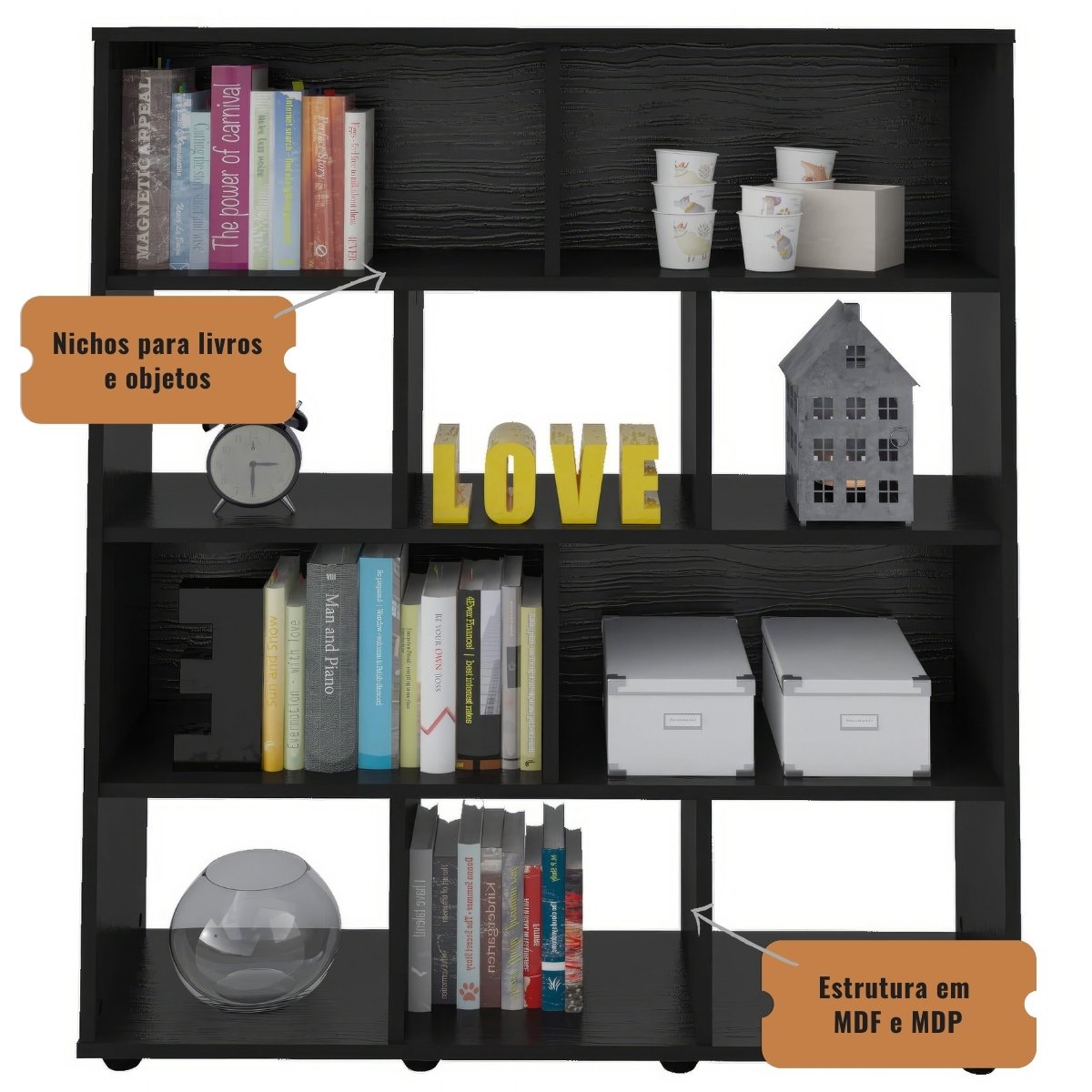 Estante Book - Organizadora de Livros e Decoração Preto