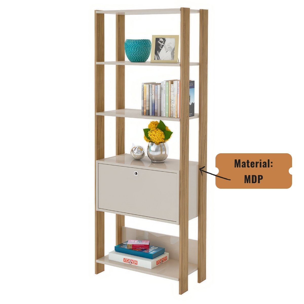 Estante Match Organizadora Para Livros 3 Prateleiras Carvalho - Off White
