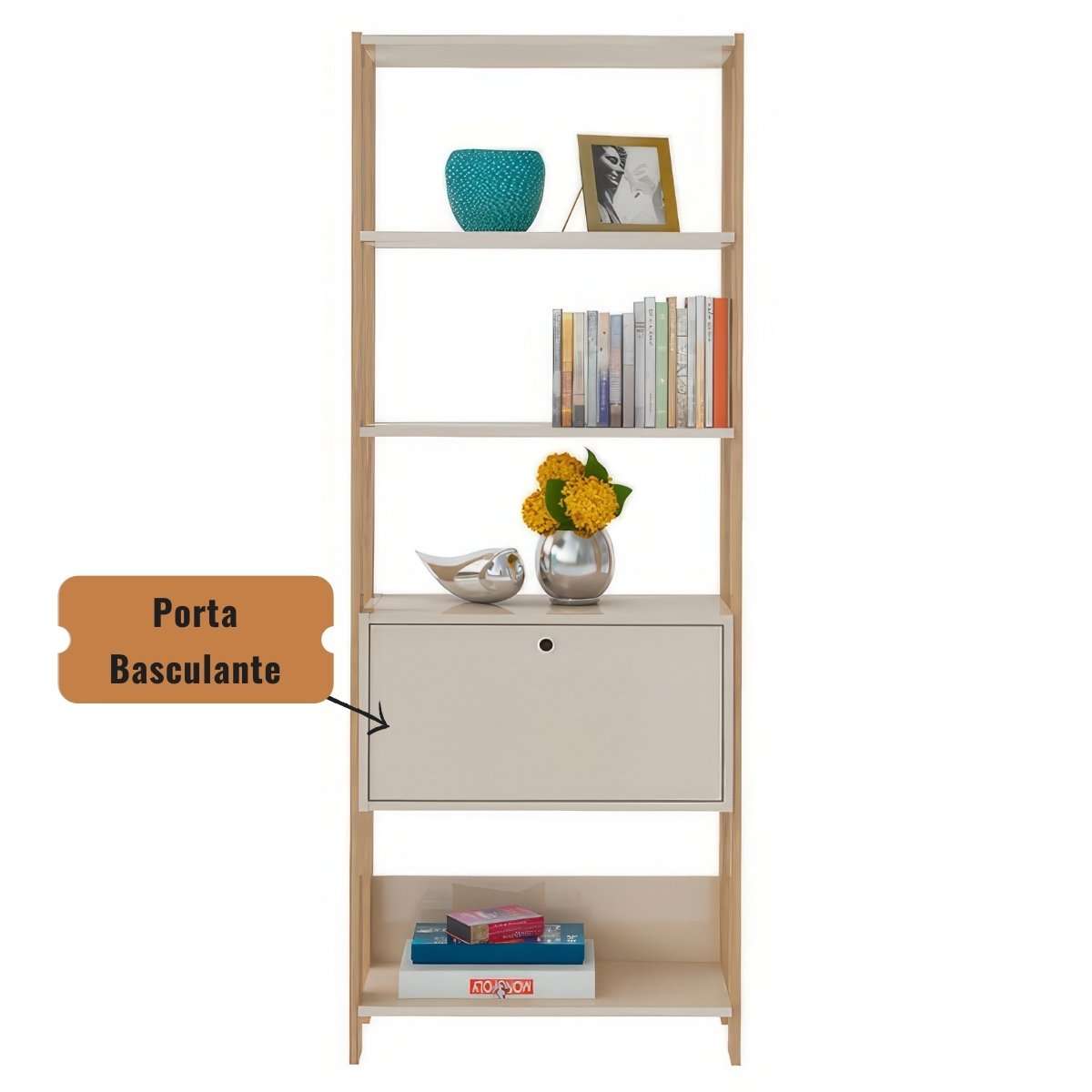 Estante Match Organizadora Para Livros 3 Prateleiras Carvalho - Off White