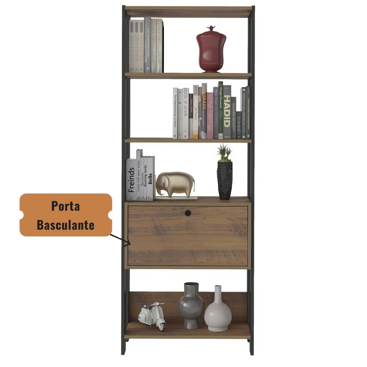 Estante Match Organizadora Para Livros 3 Prateleiras Pinho / Preto
