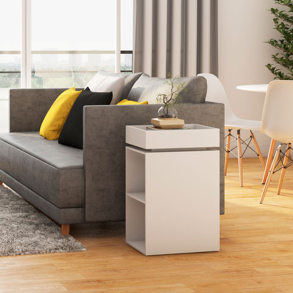 Conjunto com 2 Mesas Laterais Retangulares Olívia Branco