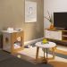 Mesa De Apoio Lateral Tampo Com Nicho E Espaço Pet Artely - Carvalho - Off White