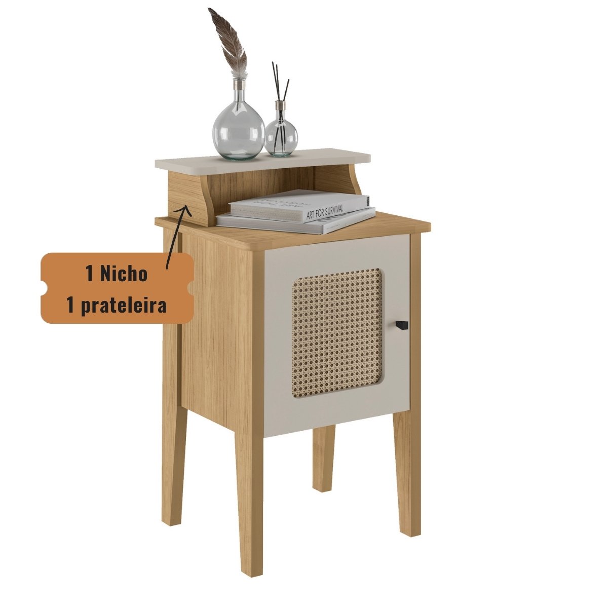 Mesa De Canto e Cabeceira Mesinha de Apoio Charlotte Carvalho - Off White