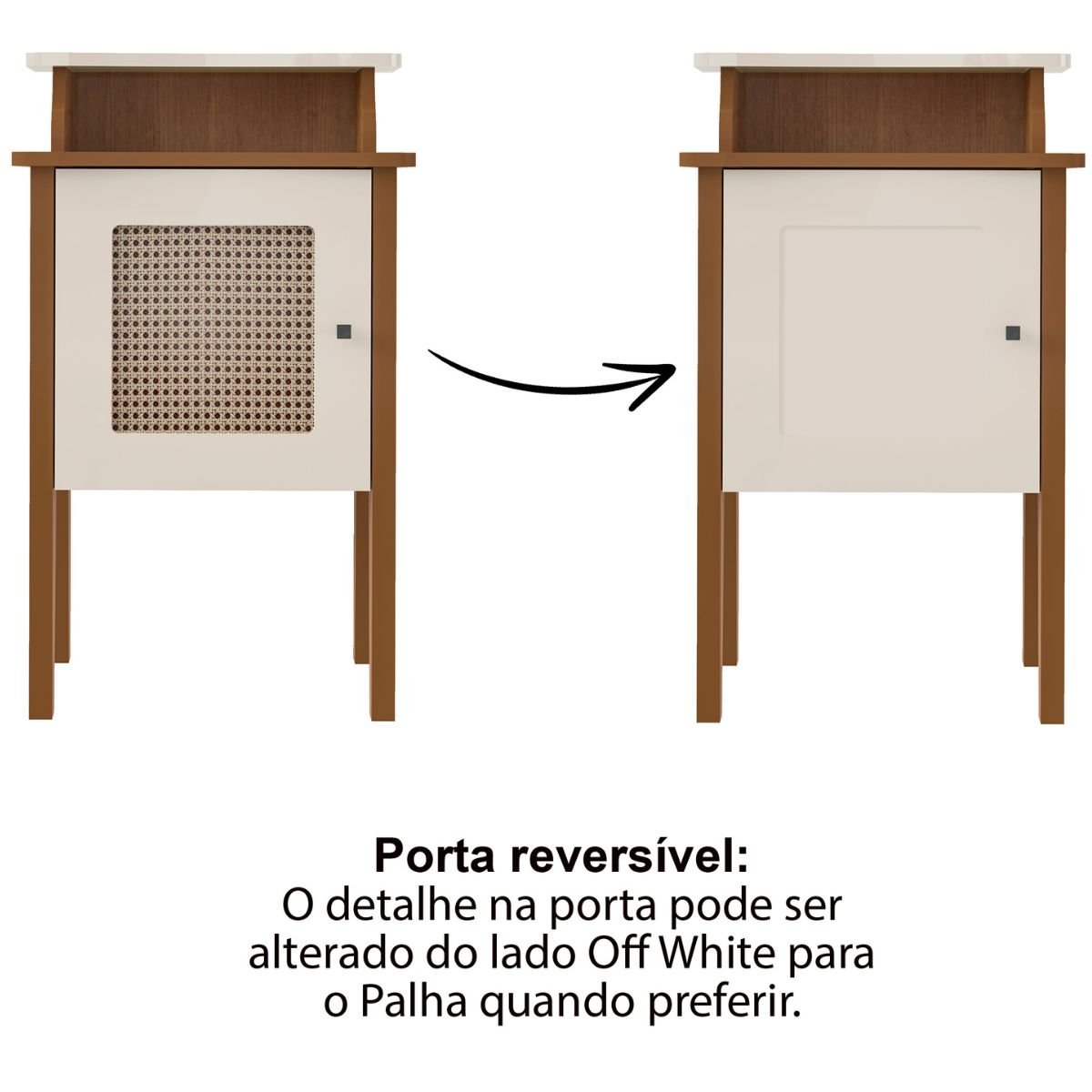 Mesa De Canto e Cabeceira Mesinha de Apoio Charlotte Cinamomo/Off White