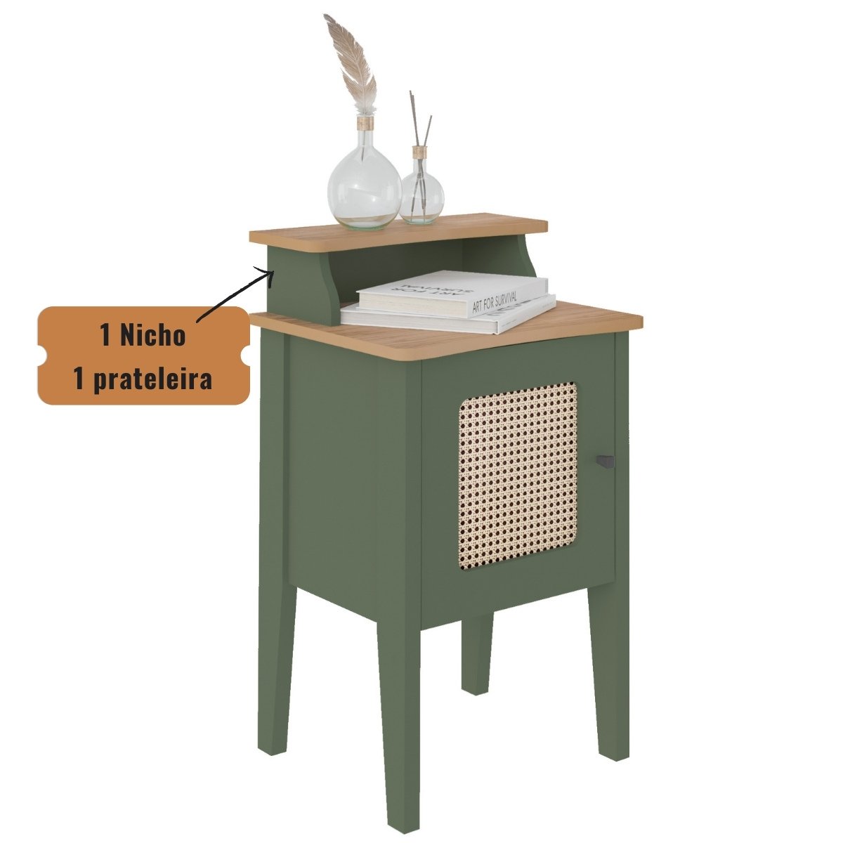 Mesa De Canto e Cabeceira Mesinha de Apoio Charlotte Menta / Carvalho