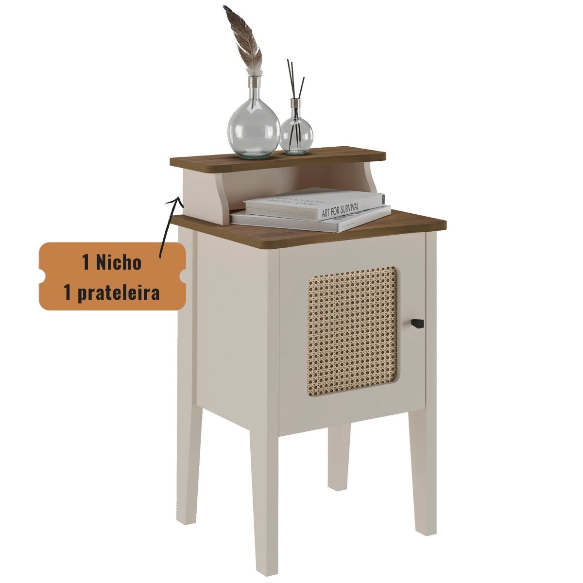 Mesa De Canto e Cabeceira Mesinha de Apoio Charlotte Pinho / Off White