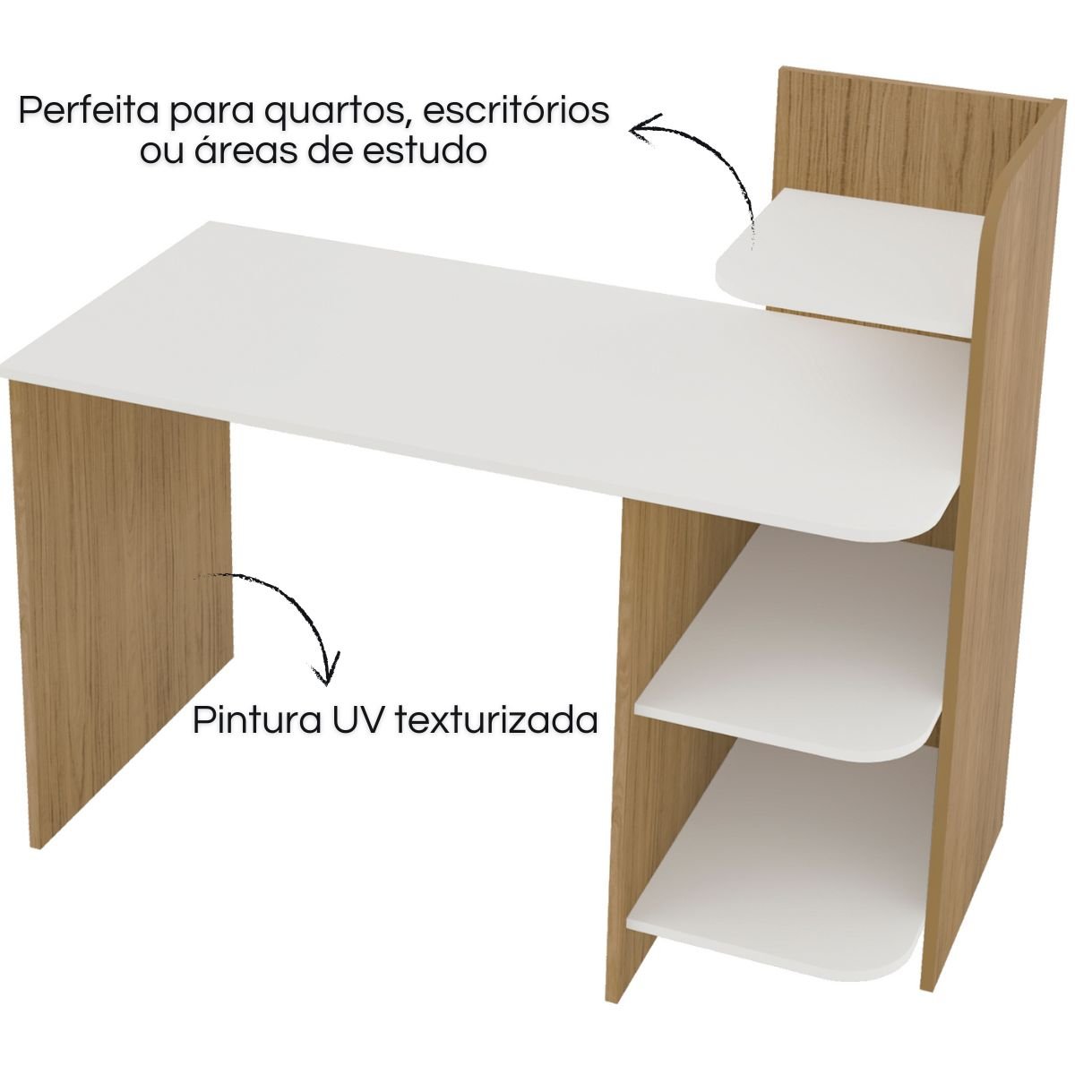 Mesa Escrivaninha Artely Link Carvalho/Branco