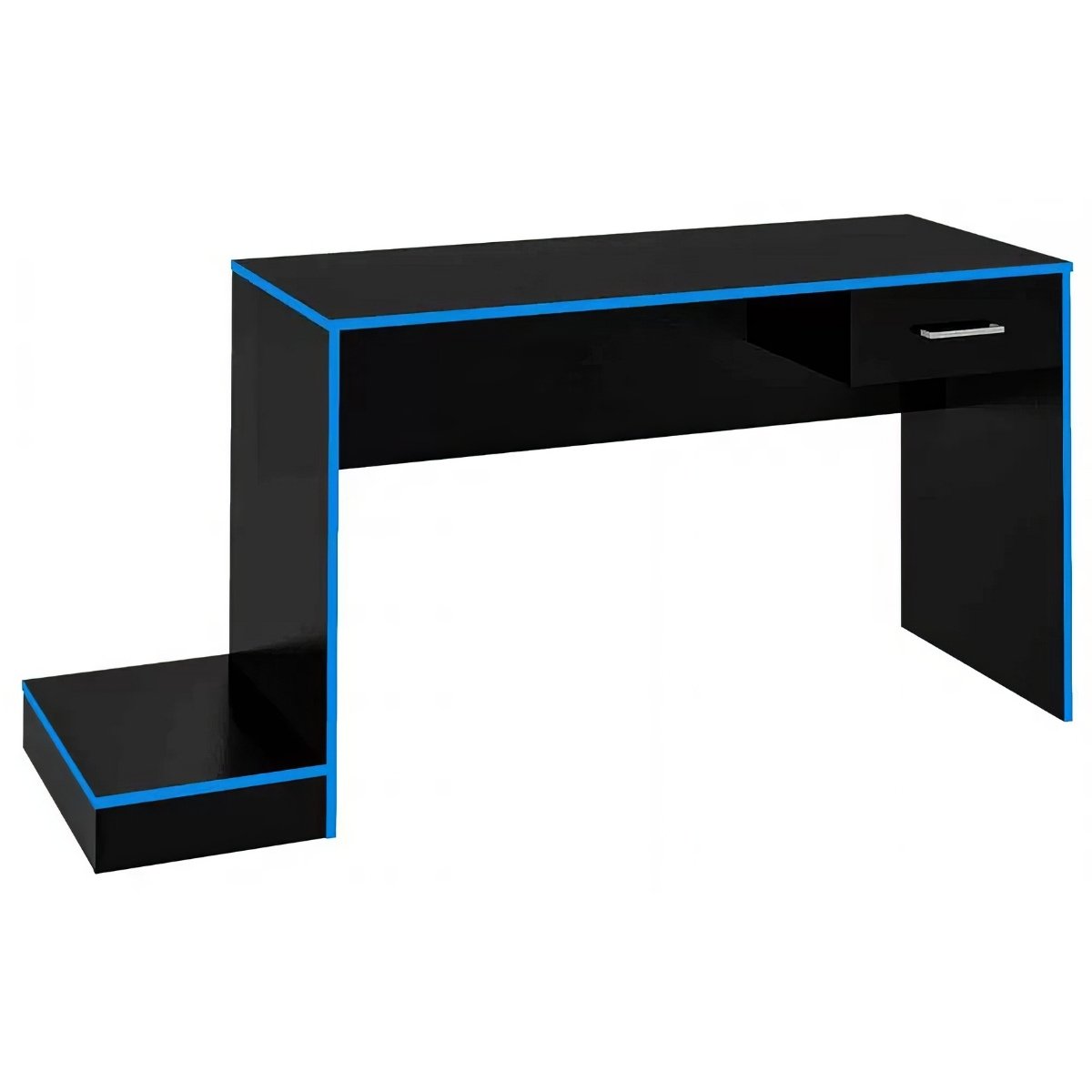 Mesa Escrivaninha Gamer Para 2 Monitores Preto Acetinado/Azul