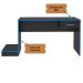 Mesa Escrivaninha Gamer Para 2 Monitores Preto Acetinado/Azul