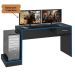 Mesa Escrivaninha Gamer Para 2 Monitores Preto Acetinado/Azul
