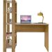 Mesa Escrivaninha Office Com Estante 3 Prateleiras Match Carvalho - Off White