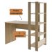 Mesa Escrivaninha Office Com Estante 3 Prateleiras Match Carvalho - Off White
