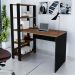 Mesa Escrivaninha Office Com Estante 3 Prateleiras Match Pinho / Preto