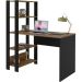 Mesa Escrivaninha Office Com Estante 3 Prateleiras Match Pinho / Preto