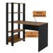 Mesa Escrivaninha Office Com Estante 3 Prateleiras Match Pinho / Preto