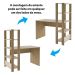 Mesa Escrivaninha Office Com Estante 3 Prateleiras Match Pinho / Preto