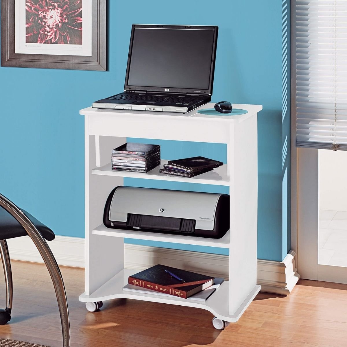 Mesa Escrivaninha para Notebook com Tampo Portátil - Branco