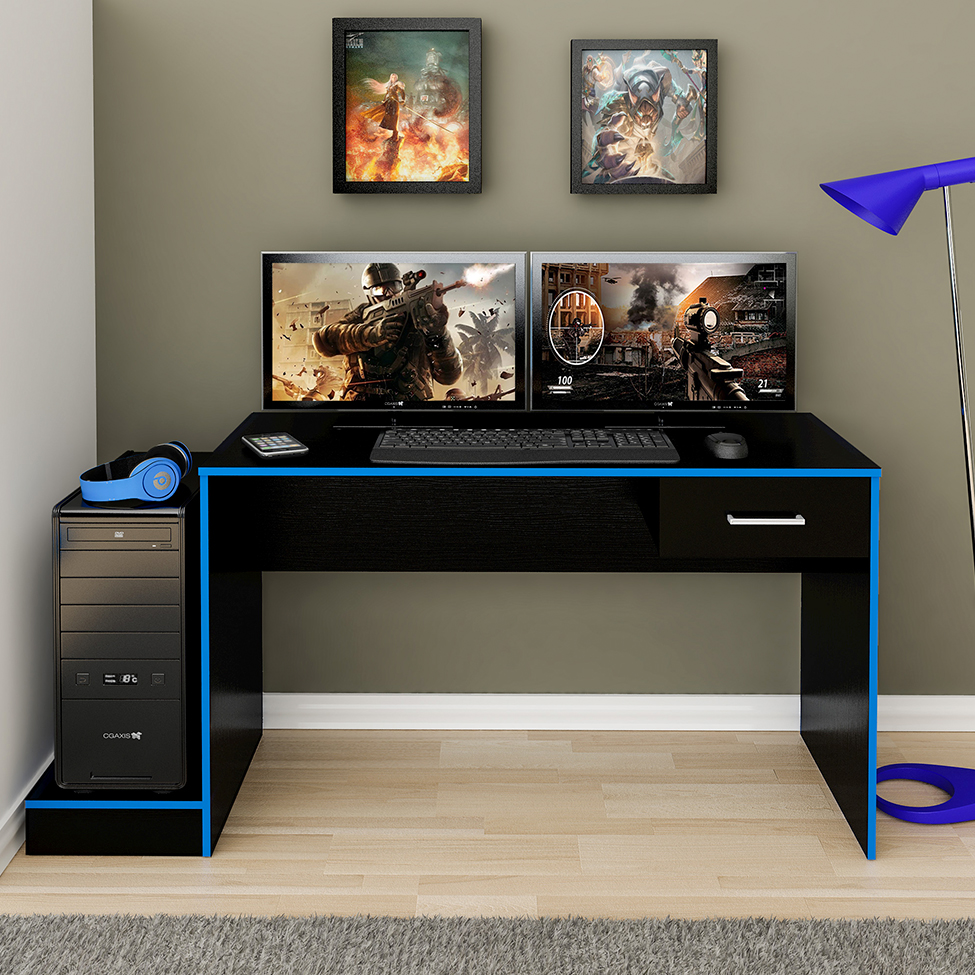 Mesa Gamer Player One Preta e Azul