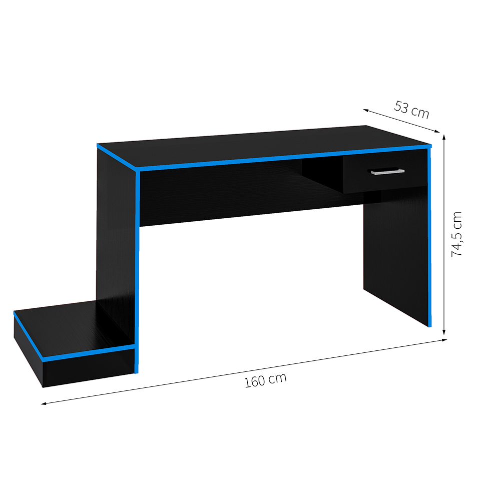Mesa Gamer Player One Preta e Azul