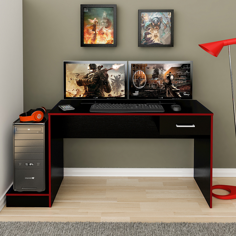 Mesa Gamer Player One Preta e Vermelha