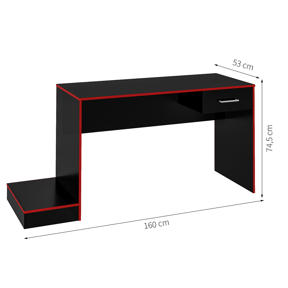 Mesa Gamer Player One Preta e Vermelha