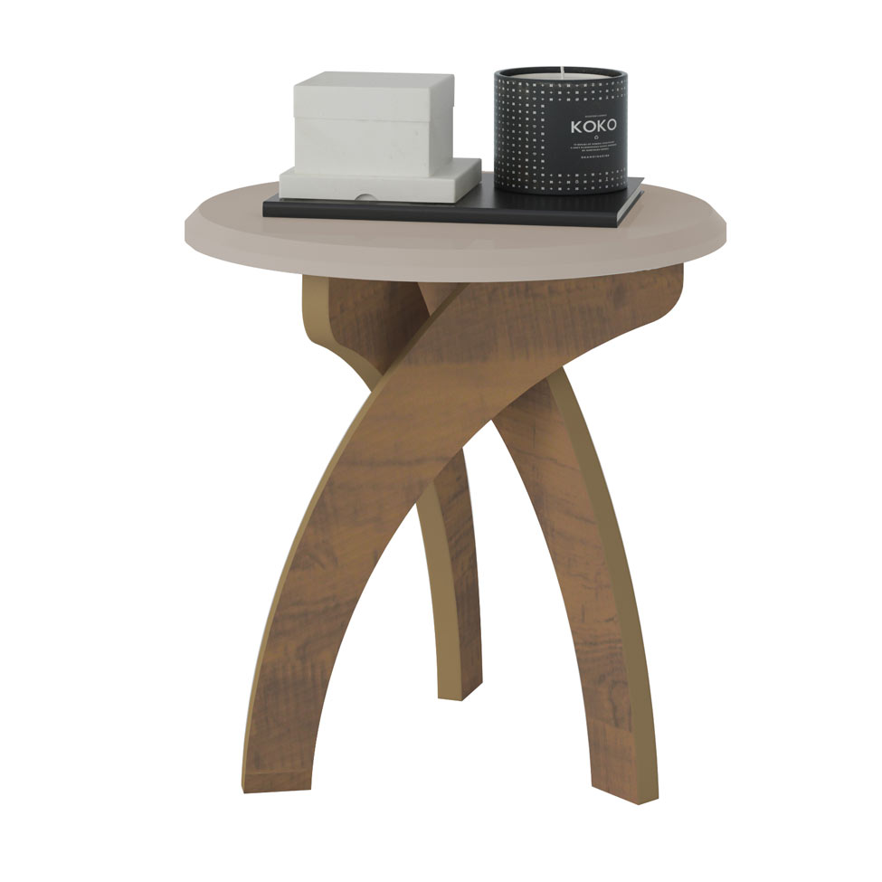 Mesa Lateral Jade Branca e Marrom