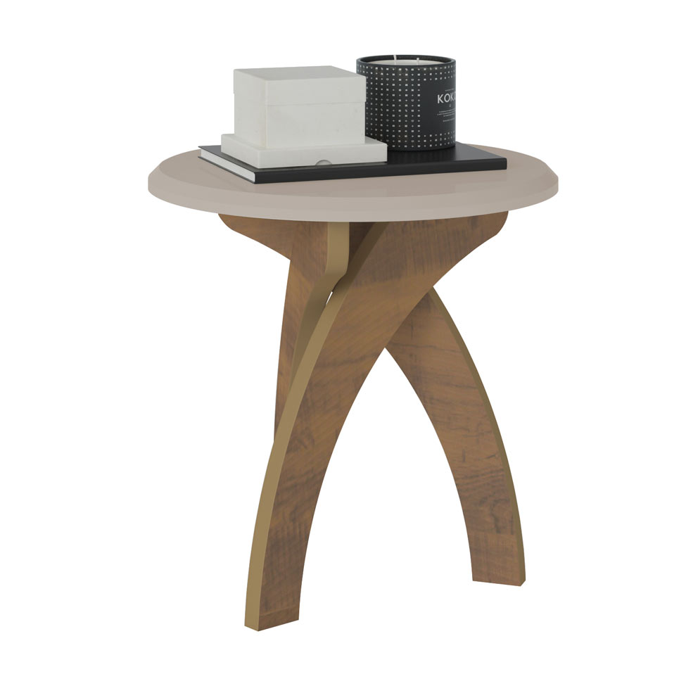 Mesa Lateral Jade Branca e Marrom