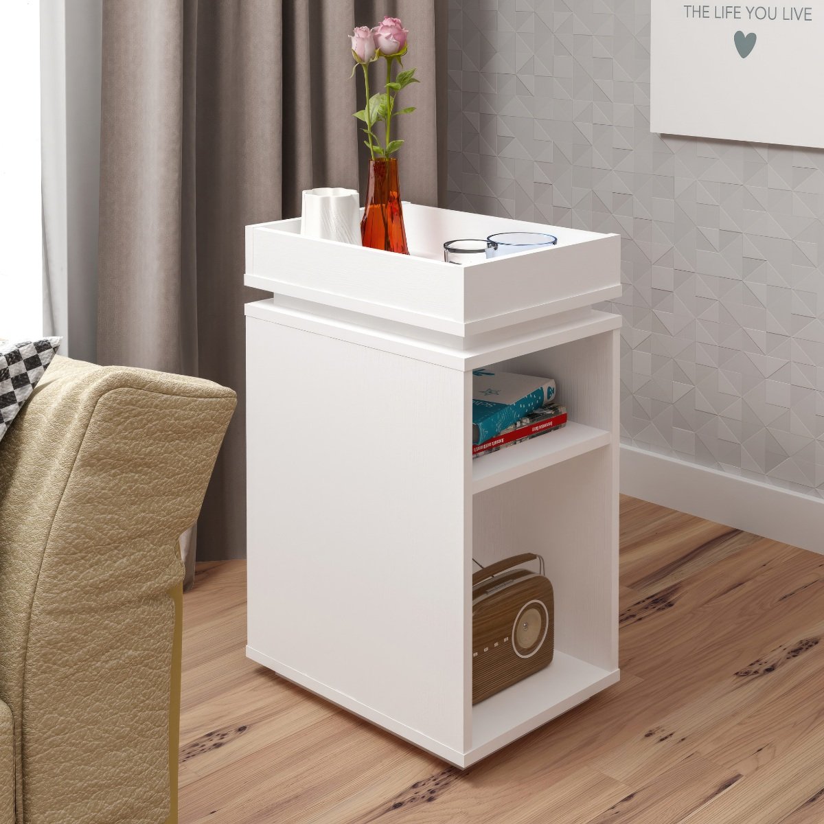 Mesa de Apoio Com Prateleira - Olívia Branco