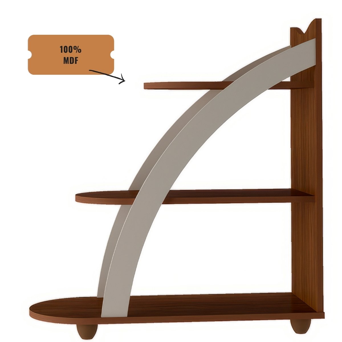 Mesa de Apoio Lateral Andes com 3 Prateleiras Cedro / Off White