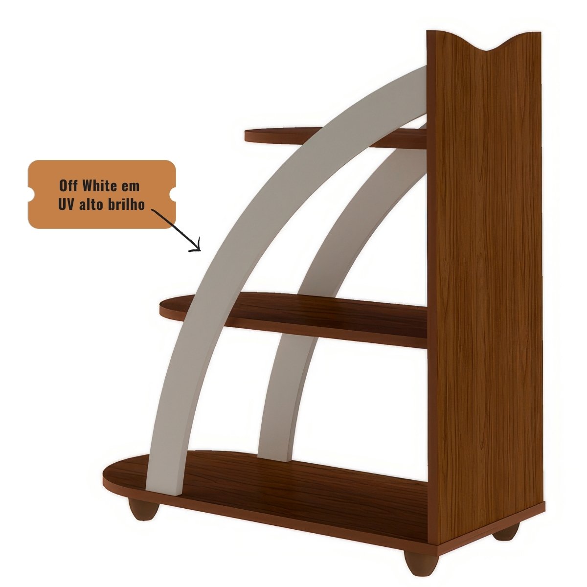 Mesa de Apoio Lateral Andes com 3 Prateleiras Cedro / Off White
