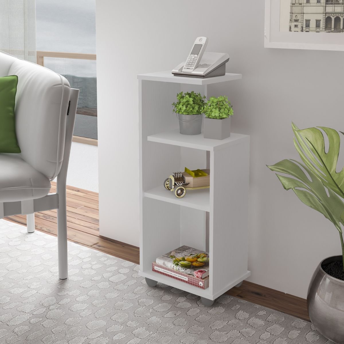 Mesa de Apoio Lateral Multiuso Bis Branco
