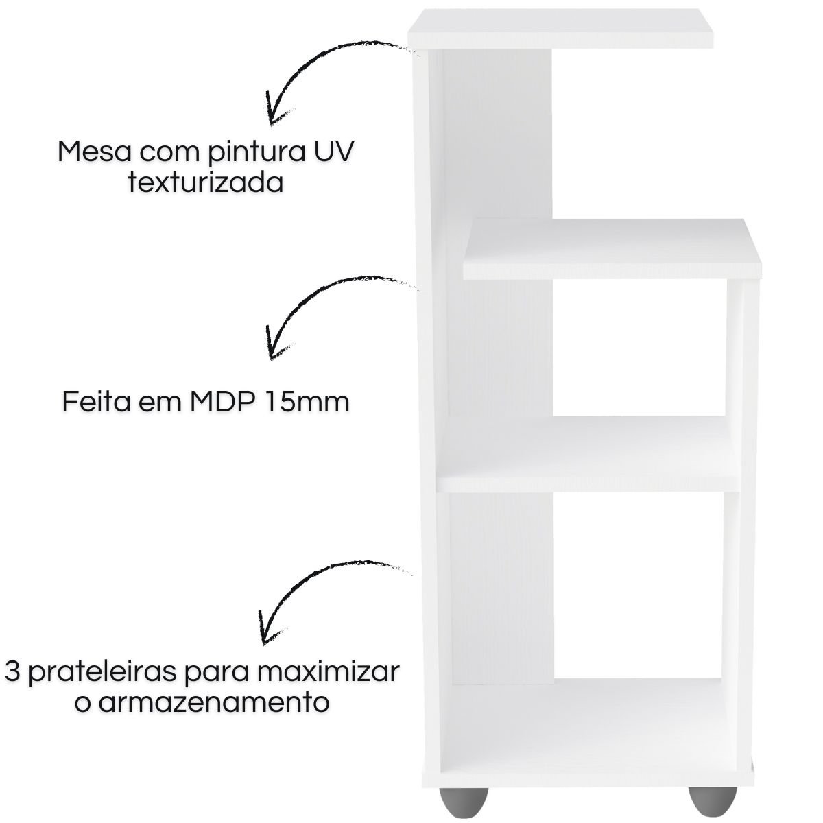 Mesa de Apoio Lateral Multiuso Bis Branco
