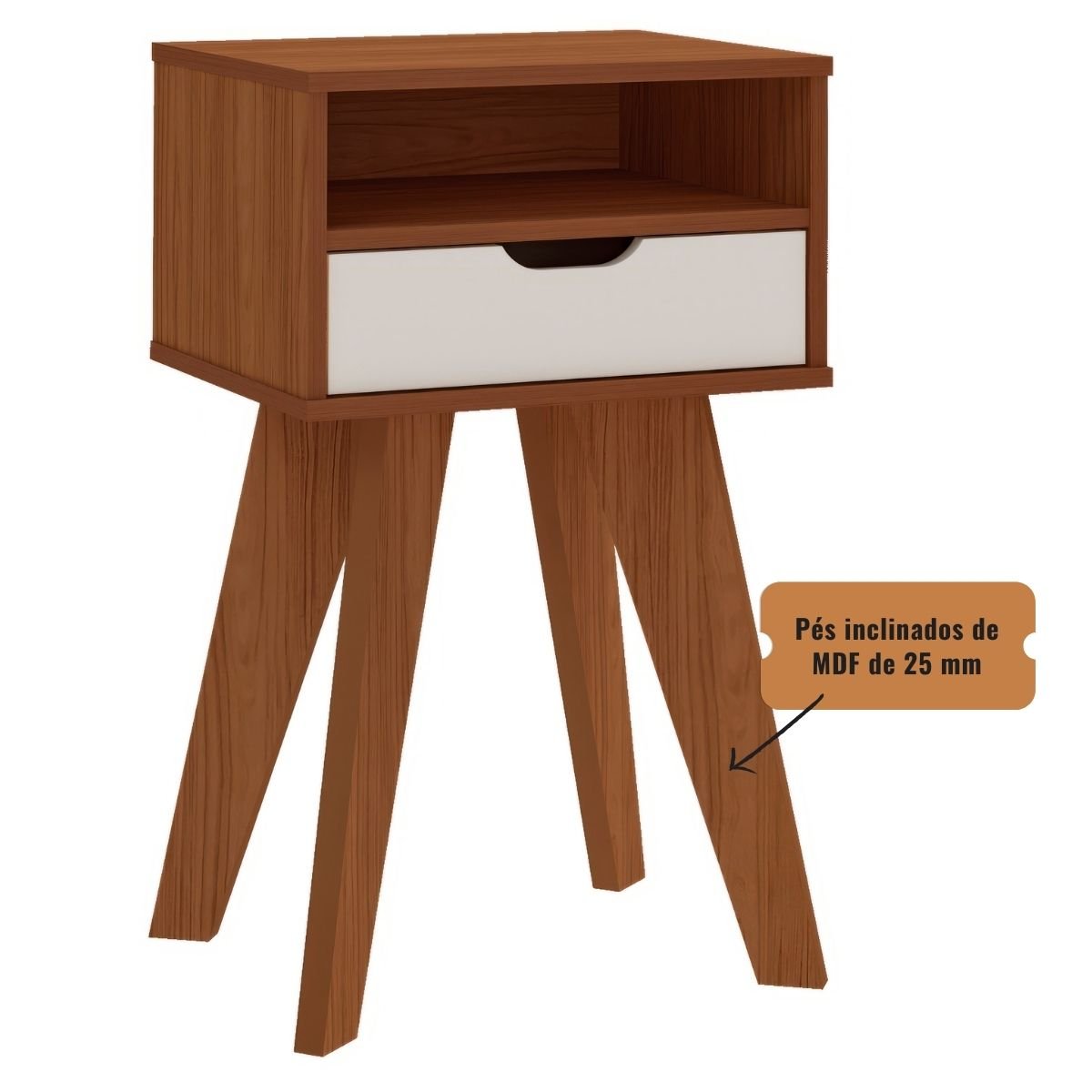 Mesa de Apoio Lateral Vip Com Gaveta e Nicho Cedro / Off White